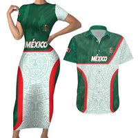 Custom Mexico Football Couples Matching Short Sleeve Bodycon Dress and Hawaiian Shirt Aztec Pattern - Wonder Print Shop