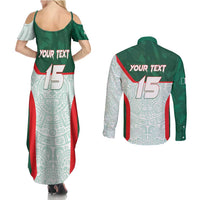Custom Mexico Football Couples Matching Summer Maxi Dress and Long Sleeve Button Shirt Aztec Pattern - Wonder Print Shop