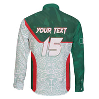 Custom Mexico Football Family Matching Off The Shoulder Long Sleeve Dress and Hawaiian Shirt Aztec Pattern - Wonder Print Shop