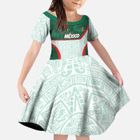 Custom Mexico Football Family Matching Off Shoulder Maxi Dress and Hawaiian Shirt Aztec Pattern - Wonder Print Shop