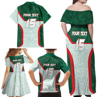 Custom Mexico Football Family Matching Off Shoulder Maxi Dress and Hawaiian Shirt Aztec Pattern - Wonder Print Shop