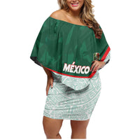 Custom Mexico Football Family Matching Off Shoulder Short Dress and Hawaiian Shirt Aztec Pattern - Wonder Print Shop