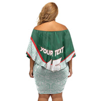 Custom Mexico Football Family Matching Off Shoulder Short Dress and Hawaiian Shirt Aztec Pattern - Wonder Print Shop