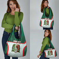 Custom Mexico Football Grocery Bag Aztec Pattern