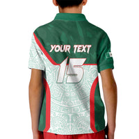 Custom Mexico Football Kid Polo Shirt Aztec Pattern - Wonder Print Shop