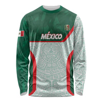 Custom Mexico Football Long Sleeve Shirt Aztec Pattern - Wonder Print Shop