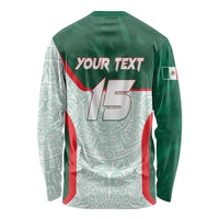 Custom Mexico Football Long Sleeve Shirt Aztec Pattern - Wonder Print Shop