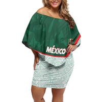 Custom Mexico Football Off Shoulder Short Dress Aztec Pattern - Wonder Print Shop