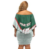 Custom Mexico Football Off Shoulder Short Dress Aztec Pattern - Wonder Print Shop