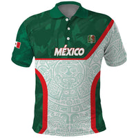 Custom Mexico Football Polo Shirt Aztec Pattern - Wonder Print Shop