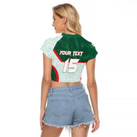 Custom Mexico Football Raglan Cropped T Shirt Aztec Pattern - Wonder Print Shop