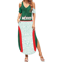 Custom Mexico Football Summer Maxi Dress Aztec Pattern - Wonder Print Shop