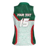 Custom Mexico Football Women Sleeveless Polo Shirt Aztec Pattern - Wonder Print Shop