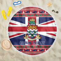 Cayman Islands Christmas Beach Blanket Coat Of Arms - Flag Style - Wonder Print Shop