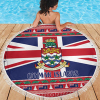Cayman Islands Christmas Beach Blanket Coat Of Arms - Flag Style - Wonder Print Shop