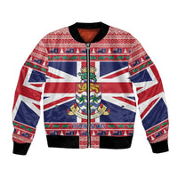 Cayman Islands Christmas Bomber Jacket Coat Of Arms - Flag Style - Wonder Print Shop