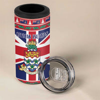 Cayman Islands Christmas 4 in 1 Can Cooler Tumbler Coat Of Arms - Flag Style - Wonder Print Shop