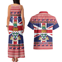 Cayman Islands Christmas Couples Matching Tank Maxi Dress and Hawaiian Shirt Coat Of Arms - Flag Style - Wonder Print Shop