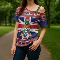 Cayman Islands Christmas Cross Shoulder Shirt Coat Of Arms - Flag Style - Wonder Print Shop