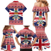 Cayman Islands Christmas Family Matching Mermaid Dress and Hawaiian Shirt Coat Of Arms - Flag Style - Wonder Print Shop