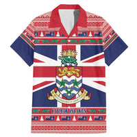 Cayman Islands Christmas Family Matching Mermaid Dress and Hawaiian Shirt Coat Of Arms - Flag Style - Wonder Print Shop