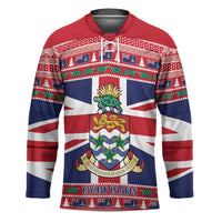 Cayman Islands Christmas Hockey Jersey Coat Of Arms - Flag Style - Wonder Print Shop