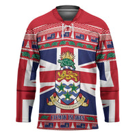 Cayman Islands Christmas Hockey Jersey Coat Of Arms - Flag Style - Wonder Print Shop