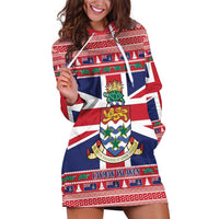 Cayman Islands Christmas Hoodie Dress Coat Of Arms - Flag Style - Wonder Print Shop