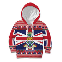 Cayman Islands Christmas Kid Hoodie Coat Of Arms - Flag Style - Wonder Print Shop