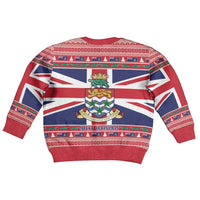 Cayman Islands Christmas Kid Ugly Christmas Sweater Coat Of Arms - Flag Style - Wonder Print Shop