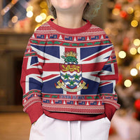 Cayman Islands Christmas Kid Ugly Christmas Sweater Coat Of Arms - Flag Style - Wonder Print Shop