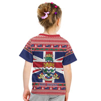 Cayman Islands Christmas Kid T Shirt Coat Of Arms - Flag Style - Wonder Print Shop