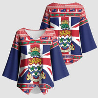 Cayman Islands Christmas Kimono Sleeve Blouse Coat Of Arms - Flag Style - Wonder Print Shop
