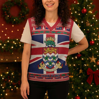 Cayman Islands Christmas Knitted V-Neck Vest Coat Of Arms - Flag Style - Wonder Print Shop