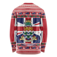 Cayman Islands Christmas Long Sleeve Shirt Coat Of Arms - Flag Style - Wonder Print Shop