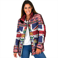 Cayman Islands Christmas Padded Jacket Coat Of Arms - Flag Style - Wonder Print Shop