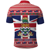 Cayman Islands Christmas Polo Shirt Coat Of Arms - Flag Style - Wonder Print Shop