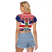 Cayman Islands Christmas Raglan Cropped T Shirt Coat Of Arms - Flag Style - Wonder Print Shop