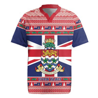 Cayman Islands Christmas Rugby Jersey Coat Of Arms - Flag Style - Wonder Print Shop