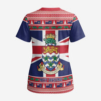 Cayman Islands Christmas Scrub Top Coat Of Arms - Flag Style - Wonder Print Shop