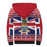 Cayman Islands Christmas Sherpa Hoodie Coat Of Arms - Flag Style - Wonder Print Shop