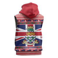 Cayman Islands Christmas Sleeveless Hoodie Coat Of Arms - Flag Style - Wonder Print Shop