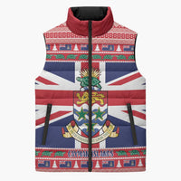 Cayman Islands Christmas Sleeveless Puffer Jacket Coat Of Arms - Flag Style - Wonder Print Shop
