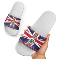 Cayman Islands Christmas Slide Sandals Coat Of Arms - Flag Style - Wonder Print Shop