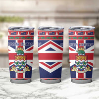 Cayman Islands Christmas Tumbler Cup Coat Of Arms - Flag Style - Wonder Print Shop