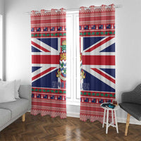 Cayman Islands Christmas Window Curtain Coat Of Arms - Flag Style - Wonder Print Shop