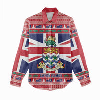 Cayman Islands Christmas Women Casual Shirt Coat Of Arms - Flag Style - Wonder Print Shop