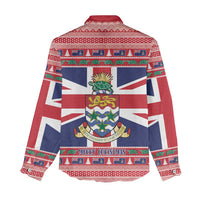 Cayman Islands Christmas Women Casual Shirt Coat Of Arms - Flag Style - Wonder Print Shop