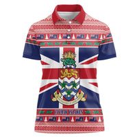 Cayman Islands Christmas Women Polo Shirt Coat Of Arms - Flag Style - Wonder Print Shop