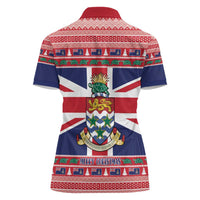 Cayman Islands Christmas Women Polo Shirt Coat Of Arms - Flag Style - Wonder Print Shop
